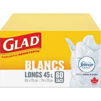 Tall 45L Febreze Garbage Bags, Regular, 24" W x 28" L, White Absolute Business Supply