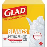Small 25L Unscented Garbage Bags, Regular, 20" W x 20" L, White Absolute Business Supply