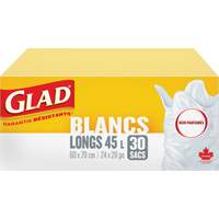 Tall 45L Unscented Garbage Bags, Regular, 24" W x 28" L, White Absolute Business Supply