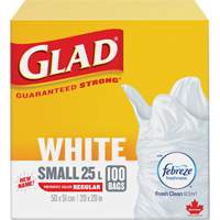 Small 25L Febreze Garbage Bags, Regular, 20" W x 20" L, White Absolute Business Supply