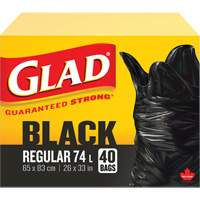 74L Garbage Bags, Regular, 26" W x 33" L, Black Absolute Business Supply