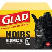 135L Garbage Bags, Regular, 31" W x 42" L, Black Absolute Business Supply