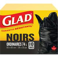74L Garbage Bags, Regular, 26" W x 33" L, Black Absolute Business Supply