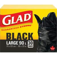 90L Garbage Bags, Regular, 30" W x 33" L, Black Absolute Business Supply