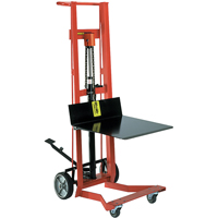 Gerbeur hydraulique &agrave; plateforme, M&eacute;canisme Pompe au pied, Capacit&eacute; de 750 lb, Levage max de 54" Absolute Business Supply