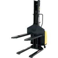Narrow Mast Powered Lift Stacker, Electric Operated, 1500 lbs. Capacity, 63" Max Lift Absolute Business Supply