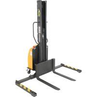 Narrow Mast Powered Lift Stacker, Electric Operated, 1000 lbs. Capacity, 63" Max Lift Absolute Business Supply