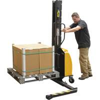 Narrow Mast Powered Lift Stacker, Electric Operated, 1000 lbs. Capacity, 63" Max Lift Absolute Business Supply