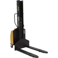 Narrow Mast Powered Lift Stacker, Electric Operated, 1000 lbs. Capacity, 63" Max Lift Absolute Business Supply