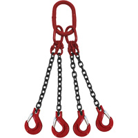 Chain Sling, Grade 80 Chain, Quadruple Legs, Oblong & Slip Hooks, 9/32" x 5' Absolute Business Supply