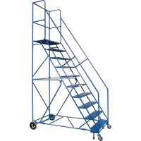 Escabeau roulant certifi&eacute; par la CSA avec pied verrouillable, 10 marches, Largeur de la marche 30", Hauteur de la plateforme 89", Acier Absolute Business Supply