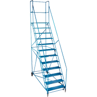 Escabeau roulant certifi&eacute; par la CSA avec pied verrouillable, 12 marches, Largeur de la marche 30", Hauteur de la plateforme 109", Acier Absolute Business Supply