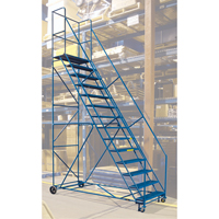 Escabeau roulant certifi&eacute; par la CSA avec pied verrouillable, 14 marches, Largeur de la marche 30", Hauteur de la plateforme 128", Acier Absolute Business Supply