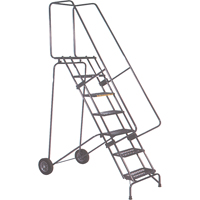 Fold-N-Store Rolling Ladders, 12 Steps, Perforated, 120" High Absolute Business Supply
