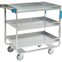 Guard Rail Carts, 3 Tiers, 23" W x 37-1/4" H x 38-5/8" D, 700 lbs. Capacity Absolute Business Supply