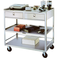 Stainless Steel Equipment Stands, 300 lbs. Capacity, Stainless Steel, 20"/20-1/8" x W, 35" x H, 37"/36-3/8" D, Knocked Down, 2 Drawers Absolute Business Supply