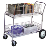 Chariot de bureau en treillis m&eacute;tallique pour le courrier, 250 lb Capacit&eacute;, Chrome, 23-3/4" p x 43" la x 38-1/2" h, Chrom&eacute; Absolute Business Supply