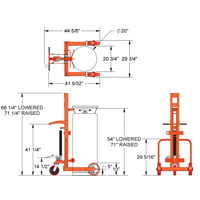 Grand chariot hydraulique HLCC pour bouteille de gaz liquide, Roues Polyur&eacute;thane, Base de 20" la x 20" p, 1000 lb Absolute Business Supply