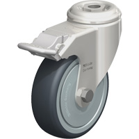 Stainless Steel Thermoplastic Elastomer Caster, Swivel with Brake, 4" (102 mm) Dia., 240 lbs. (108 kg.) Capacity Absolute Business Supply