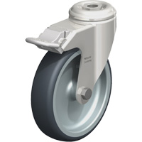Stainless Steel Thermoplastic Elastomer Caster, Swivel with Brake, 5" (127 mm) Dia., 265 lbs. (120 kg.) Capacity Absolute Business Supply