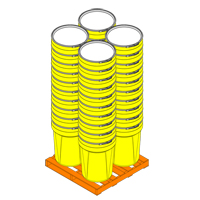 Baril emboîtable en poly&eacute;thyl&egrave;ne, 30 gal. US (25 gal. imp.), Dessus ouvert, Jaune Absolute Business Supply