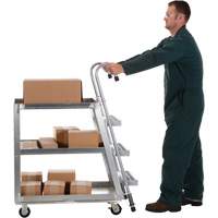 Chariot de pr&eacute;l&egrave;vement de stock, Aluminium, 21-7/8" la x 40" p, 3 tablettes, Capacit&eacute; 660 lb Absolute Business Supply