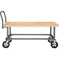 Adjustable Wood Deck Platform Truck, 48" L x 24" W, 1800 lbs. Capacity, Mold-on Rubber Casters Absolute Business Supply
