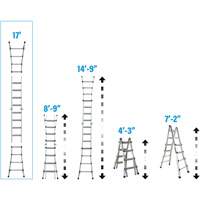 Telescoping Multi-Position Ladder, Aluminum, 300 lbs., CSA Grade 1A Absolute Business Supply