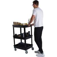 Chariot utilitaire avec tablette &agrave; bordure profonde, 3 tiers, 19" x 39-1/2" x 28-1/4", Capacit&eacute; 330 lb Absolute Business Supply