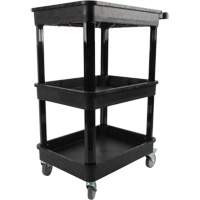 Chariot utilitaire avec tablette &agrave; bordure profonde, 3 tiers, 19" x 39-1/2" x 28-1/4", Capacit&eacute; 330 lb Absolute Business Supply