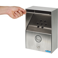 Smoking Receptacles, Wall-Mount, Stainless Steel, 3.3 Litres Capacity, 13-1/2" Height Absolute Business Supply