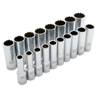 Jeu de douilles m&eacute;triques, 18 Mcx, Prise de 1/2", Profond Absolute Business Supply