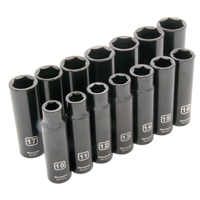 Jeu de douilles m&eacute;triques, 14 Mcx, Chocs, Prise de 1/2", Profond Absolute Business Supply