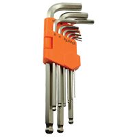 Ball End Hex Key Set, 9 Pcs., Metric Absolute Business Supply