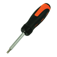 Tournevis multi embouts &agrave; cliquet, 10-3/5" lo, Prise Coussin&eacute;e Absolute Business Supply