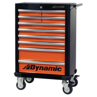 Armoire &agrave; outils mobile, 10 tiroirs, 28" la x 18" p x 43-1/4" h, Noir/Orange Absolute Business Supply