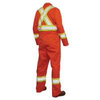 Combinaison de s&eacute;curit&eacute; non doubl&eacute;e, Grand, Orange haute visibilit&eacute; Absolute Business Supply