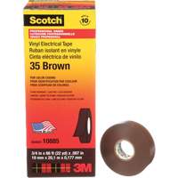 Scotch&reg; Vinyl Colour Coding Electrical Tape, 19 mm (3/4") W x 20 m (66') L, 7 mils, Brown Absolute Business Supply