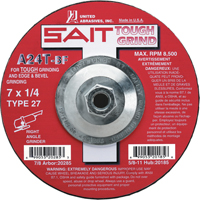 Meule A24T Tough Grind, 4-1/2" x 1/4", Arbre 7/8", Oxyde d'aluminium, Type 27 Absolute Business Supply