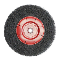 Economy Crimped Wire Wheel Brushes - Narrow Face, 6" Dia., 0.014 Fill, 2" Arbor Absolute Business Supply