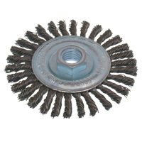 Brosses &eacute;conomiques &agrave; fil nou&eacute;s &agrave; haute vitesse pour cordons de soudure, Dia. 5", Fils 0,02", Arbre 5/8"-11, Acier Absolute Business Supply