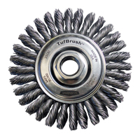 Brosse &agrave; fils nou&eacute;s TufBrush, Dia. 4", Fils 0,02", Arbre 5/8"-11, Acier Absolute Business Supply