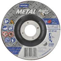 Meule &agrave; tronçonner m&eacute;tallique pour coupe &agrave; angle droit RightCut, 4-1/2" x 0,045", Arbre de 7/8", Type 27, Oxyde d'aluminium, 13580 Tr/min Absolute Business Supply
