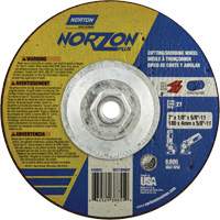 Disque de meulage et tronçonnage NorZon Plus SGZ, 7" x 1/8", Arbre de 5/8"-11, Type 27, C&eacute;ramique d'alumine Absolute Business Supply