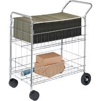 Wire Mail Cart, 200 lbs. Capacity, Chrome, 19" D x 30" L x 39-1/4" H, Chrome Plated Absolute Business Supply