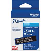 Syst&egrave;mes d'&eacute;tiquetage P-Touch, 9 mm x 314,96" ou 8 m, Blanc sur noir Absolute Business Supply