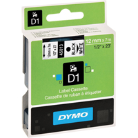 D1 Label Cassette, 12 mm x 23', Black on White Absolute Business Supply