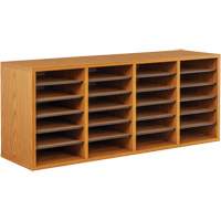 Adjustable Compartment Literature Organizer, Stationary, 24 Slots, Wood, 39-1/4" W x 11-3/4" D x 16-1/4" H Absolute Business Supply