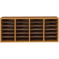 Adjustable Compartment Literature Organizer, Stationary, 24 Slots, Wood, 39-1/4" W x 11-3/4" D x 16-1/4" H Absolute Business Supply