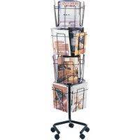 Literature Display Racks - Rotary Floor Displays, Rotating, 16 Slots, Wire Mesh, 15" W x 15" D x 60" H Absolute Business Supply